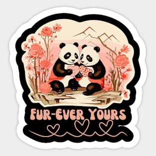 Cute Panda Fur-ever Yours Design Valentine gift Sticker